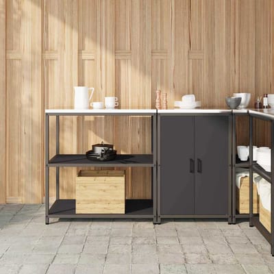 vidaXL Keukenopbergsysteem HATTEM 2 pcs Zwart Koudgewalst staal