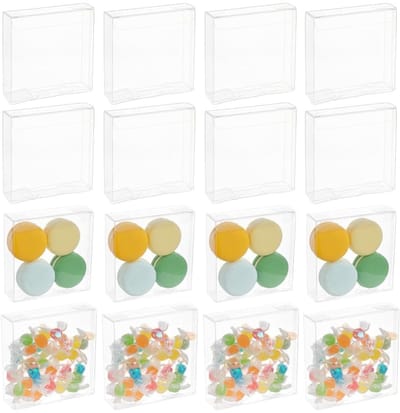 Dailygoods- Geschenkdozen 72 stuks - Transparante Dozen - PVC Rechthoek 10x10x3cm - Bruiloft/Snoep/Chocolade - Valentijnsdag - Beschermende Film - Verpakkingen