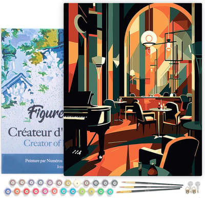 Figured'Art Schilderen op Nummer Volwassenen met lijst Art Deco Club- Handwerk acrylverf Kit DIY Compleet - 40x50cm Canvas al ingelijst