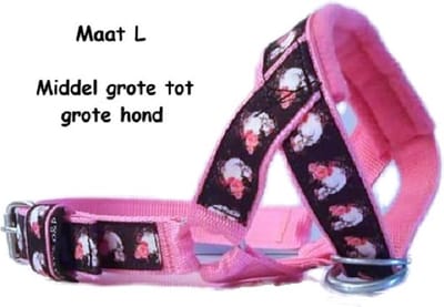 Hoofdhalster hond - Anti trek - Gevoerd - Maat L - Licht roze - Skull - Antitrek hoofdhalster hond - Hoofdhalster hond - Antitrek hond - Trainingshalsband