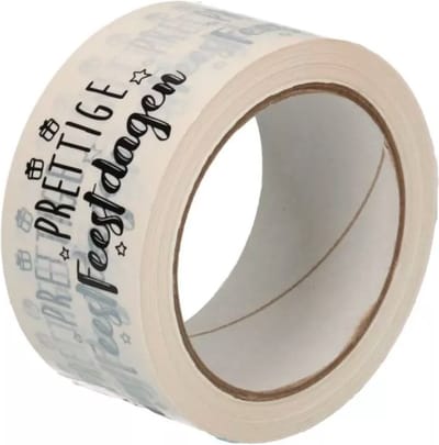 Prettige feestdagen tape voor cadeau verpakkingen | Feestelijk plakband | Taperoller tape | Wit