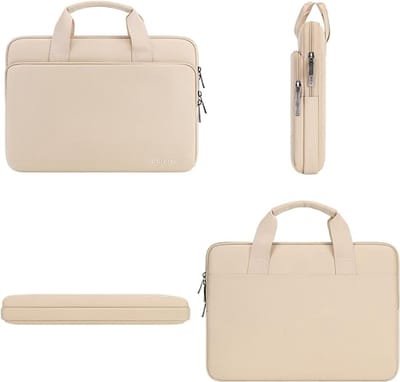 Laptophoes 16 inch waterdicht – Universele laptoptas en beschermhoes voor notebook, PC, HP, Dell, Lenovo ThinkPad, Samsung, Chromebook – beige aktetas