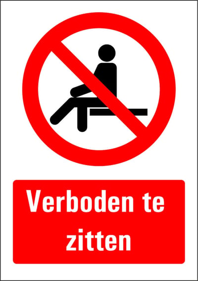 Verboden te zitten sticker 210 x 297 mm