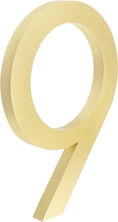 Milano Gold Huisnummer 9 - 15 cm hoog - Aluminium - Goud Modern Huisnummer - Goud Huisnummer - Huisnummer Goud - Groot goud huisnummer