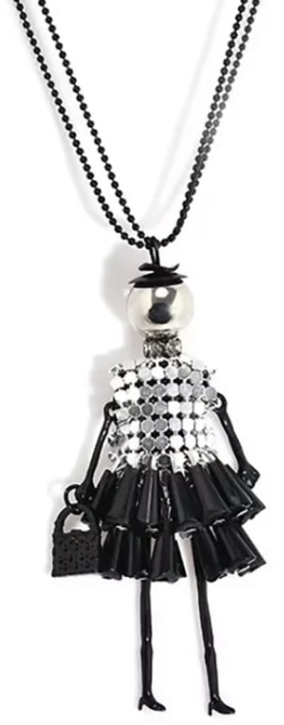 Ketting-Pop-Zwart-zilverkleurig - Charme Bijoux