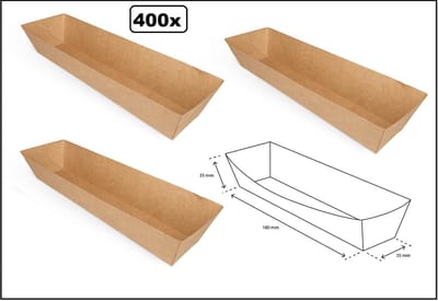 400x Frikandelbakje kraft bruin A16 – karton - Frikandel bakje snacks food take away festival thema feest