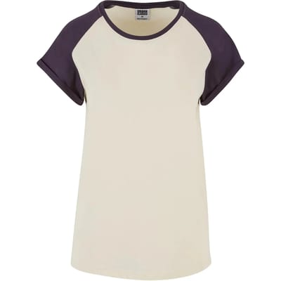 Urban Classics - Contrast Raglan Dames T-shirt - S - Beige/Paars