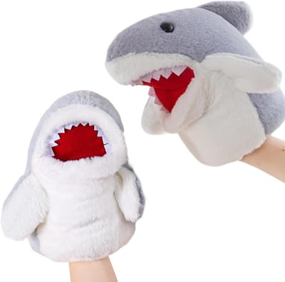 Handpoppen Speelgoed - Pluche Poppen - Rollenspel Verhalen - Zachte Realistische Vorm - 25x20cm - Grijs Wit Rood