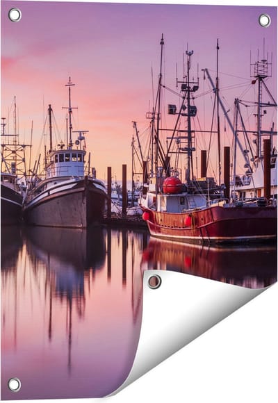 Gards Tuinposter Schepen in de Haven - Boten - 40x50 cm - Tuindoek - Tuindecoratie - Wanddecoratie buiten - Tuinschilderij