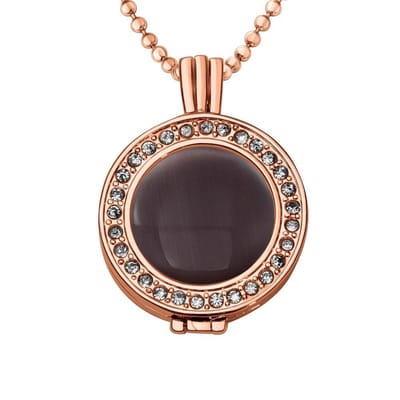 Quiges - Munthouder met Ketting en Munt 25mm Cat's Eye Paars - Rose Goudkleurig met Zirkonia - EPRHZ1898