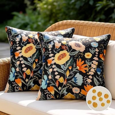 Decoratieve bloemenkussens voor buiten, waterdicht, 45x45 cm, set van 2