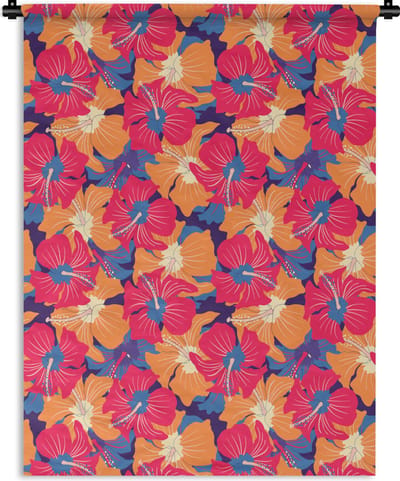 Wandkleed - Wanddoek - Zomer - Bloemen - Hawaii - Patronen - 150x200 cm - Wandtapijt