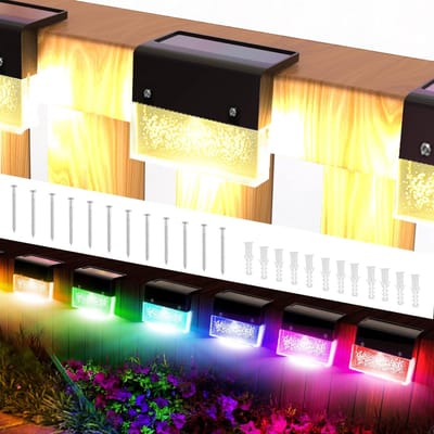 6 Stuks Solar Tuinlampen - Waterdichte LED Verlichting met 2 Modi (RGB/Warm Wit) - Buitenverlichting voor Terras, Trap en Binnenplaats