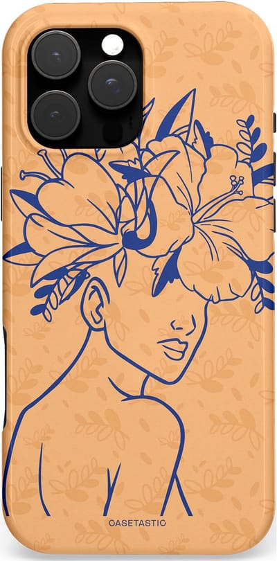 Casetastic hoesje geschikt voor Apple iPhone 16 Pro Max - MagSafe - Dubbellaagse bescherming - Lijn en Bloesem - Fashion Case - Perzik
