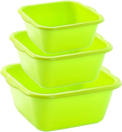 Plasticforte afwas teiltjes set - 3x stuks - kunststof - groen - in 3 formaten - 15 - 20 - 25 Liter - multifunctioneel gebruik - teilen