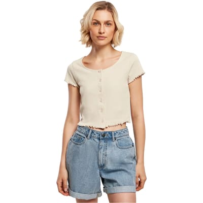 Urban Classics - Cropped Button rib Crop top - 3XL - Groen