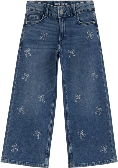 WE Fashion Meisjes wide leg jeans met strass stenen