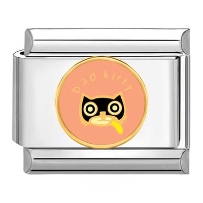 Quiges - Schakel - Bedel - 9mm - charms - Stoute Kitty - Geschikt voor - armband - Schakelarmband - italy bedels armband
