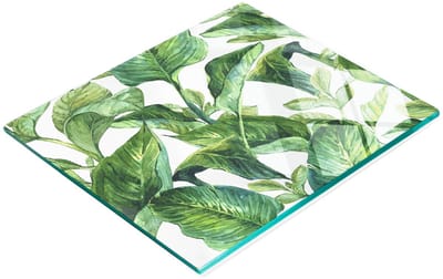 Multifunctionele decoratieve snijplank voor de keuken, gemaakt van gehard glas in de vorm van bladeren, 60x52 cm