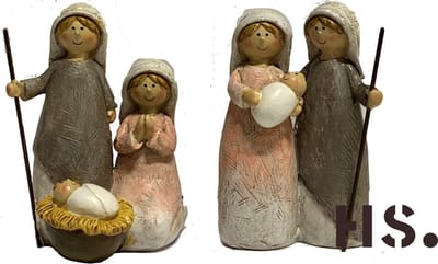 Kerstgroep - Jozef en Maria met baby - 10 cm hoog - Home Society