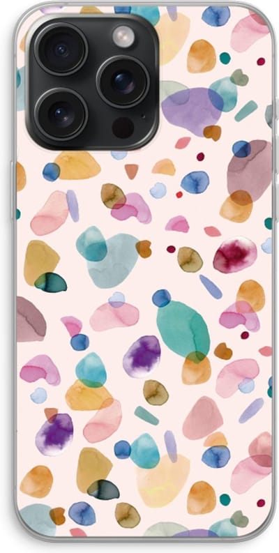 Case Company® - Hoesje geschikt voor iPhone 15 Pro Max hoesje - Terrazzo Memphis - Soft Cover Telefoonhoesje - Bescherming aan alle Kanten en Schermrand