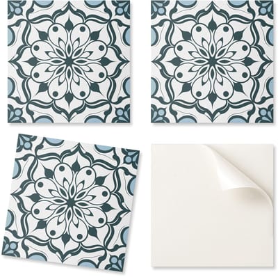 Pak zelfklevende vinyltegels met print voor de woonkamer: bloemenmandala-patroon, 20x20x20 cm