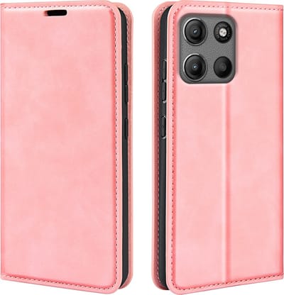 MobyDefend Hoesje - Geschikt voor Motorola Moto G15 / G15 Power / G17 / G17 Power - Luxe Wallet Bookcase (Magnetische Sluiting) - Roze