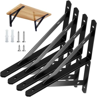 Dailygoods- Plankbeugels Heavy Duty - Driehoekige Wandbeugel - Muurbeugel voor Plank - Eenvoudig te installeren - 8 Inch - Hoogwaardig Staal - Plankdragers