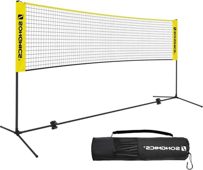 5 m badmintonnet - in hoogte verstelbaar - set met stabiel ijzeren frame en draagtas zwart SYQ500Y badminton net