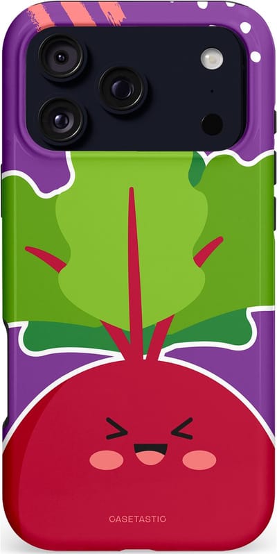 Casetastic hoesje geschikt voor Apple iPhone 17 Pro Max - MagSafe - Dubbellaagse bescherming - Kawaii Groenten Look - Fashion Case - Lavendel Bordeaux Groen
