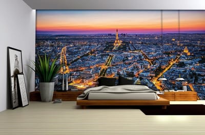 City Paris Sunset Eiffel Tower Photo Wallcovering