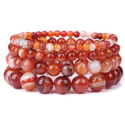Bixorp Gems Vuur Agaat Edelsteen Armbanden set 4mm + 6mm + 8mm + 10mm - Edelstenen Armbanden Bundel Cadeau