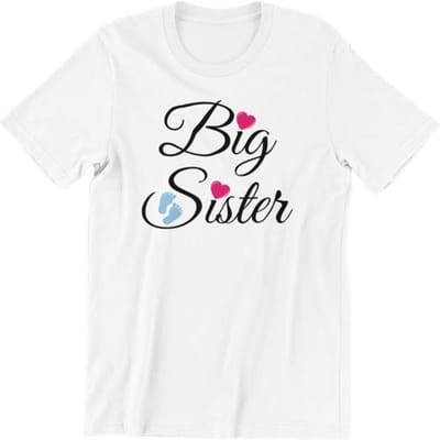 Passie voor stickers Kinder T-shirt 2jr: Big Sister - Grote Zus - wit