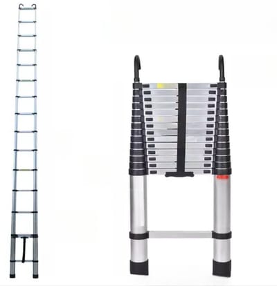 Aluminium Telescopische Ladder Glorino - Vouwladder met Antislipvoeten - Multifunctionele Verlenging - Rechte Ladder voor Loft
