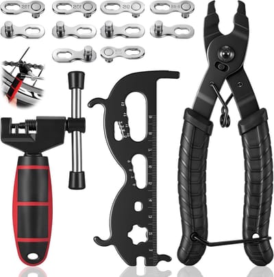 Kettingreparatieset voor Fiets met Kettingslotang, Kettingmal en 5 Paar Roestvrij Stalen Sloten voor Nauwkeurig Onderhoud