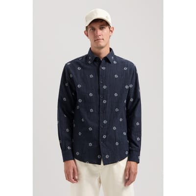 Dstrezzed Ds_thomas Jacquard Shirt Collegiate Blue Size: S | Long-Sleeved T-Shirts Outlet | Heren | Blauw
