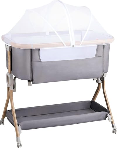 Baby Bijzetbed - Cocon Bedje - Veilig Slapen - In Hoogte Verstelbaar - 89x56x64 cm - Donkergrijs