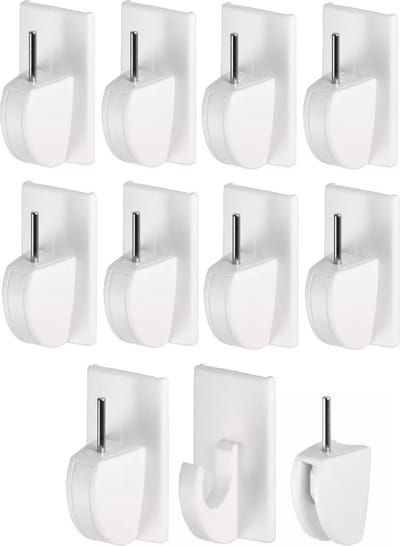 Tesa powerstrips ophanghaken - 8x - wit - kunststof - 4 x 2,2 cm - gordijnrails