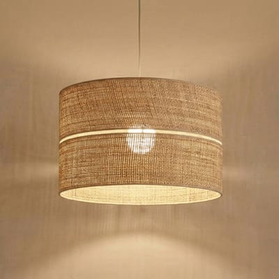 TK Lighting Hanglamp Calma, 1-lamp, beige, raffia, Ø 50 cm, E27