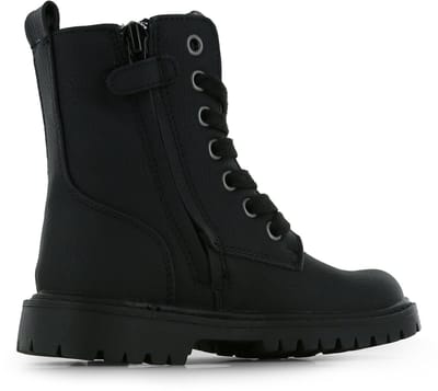 Go Banana's Zwarte Bikerboot - Veterschoen Kind - Meisjes - Black - Microfiber Leer - Maat 24