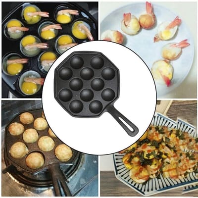 Gietijzeren Takoyaki Pan - Eierbal Pan - Thuis Snacks Maken - 12 Holtes Grillplaat
