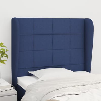 vidaXL - Hoofdbord - met - randen - 93x23x118/128 - cm - stof - blauw