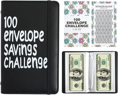 Spaarchallenge Boek - Geld Besparen - Financiële Doelen - 100 Dagen Systeem - A6 Formaat - Zwart