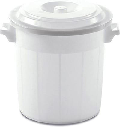Buitenprullenbak - 50 liter - Afvalbak buiten - Afvalton met deksel - Vuilnisbak - Afvalemmer - Wit