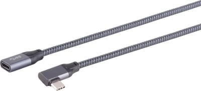 USB-C verlengkabel | haaks (links/rechts) | USB3.2 20 Gbps | PD 100W | 4K 60Hz | aluminium/nylon | 0,25 meter