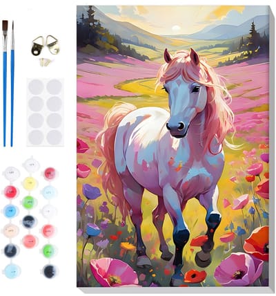 Dailygoods - Lxmsja Paard verf op nummer kit voor volwassenen, beginnende kinderen met frame, volwassen kinderen schilderen op nummer kits op canvas, kleur op nummer voor volwassenen, geschenken voor vrouwen