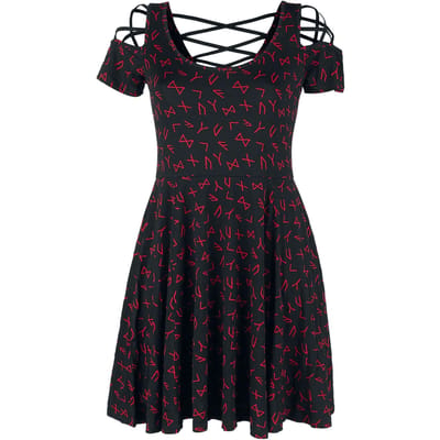 Black Premium by EMP Mini-jurk - Kleid mit Schnürung und Runen - S tot 5XL - voor Vrouwen - zwart