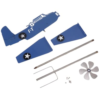Girouette Avion Fer Acier Inoxydable Extérieur Moulin à Vent Spinner de Vent pour Jardin Patio Pelouse Cour