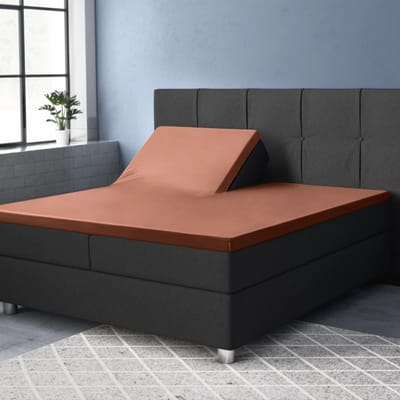 Droomtextiel Splittopper Hoeslaken Katoen Satijn - 160x200 cm Roest Bruin - Hoogwaardige Kwaliteit - Super Zacht