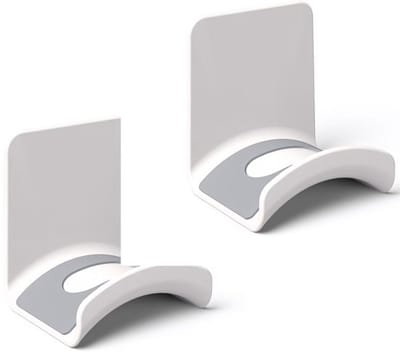 2-Pack Hoofdtelefoonhouder Wand - Headset Houder met Sterke Zelfklevende Tape - Gaming Koptelefoon Standaard voor Bureau & Muur - Wit - Ruimtebesparende Ophanghaak voor Alle Headsets